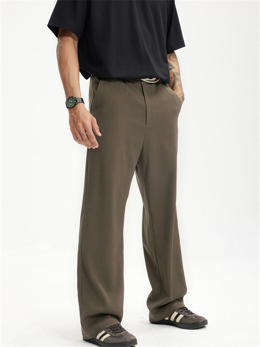 Liber SS men's solid color high-heeled simple suit trousers
