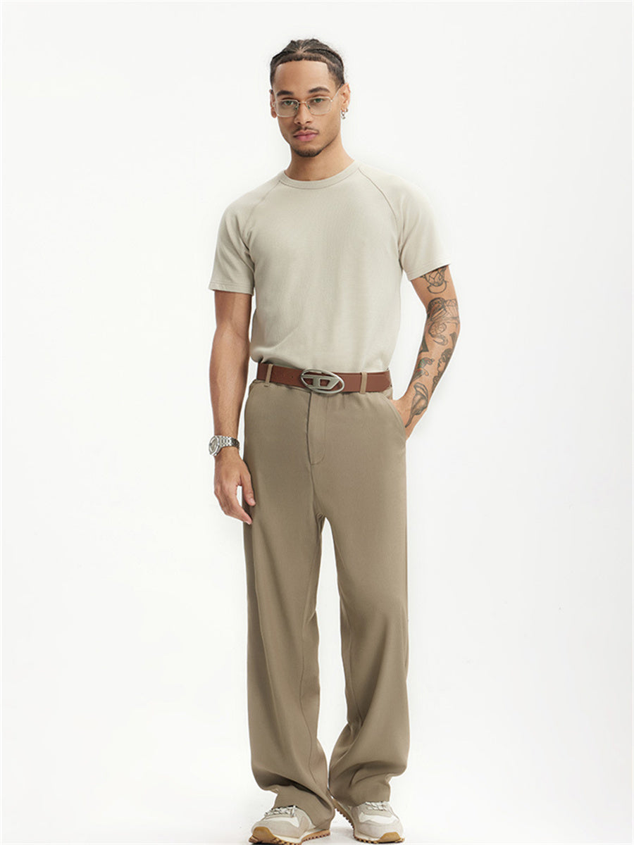 Liber SS men's solid color high-heeled simple suit trousers