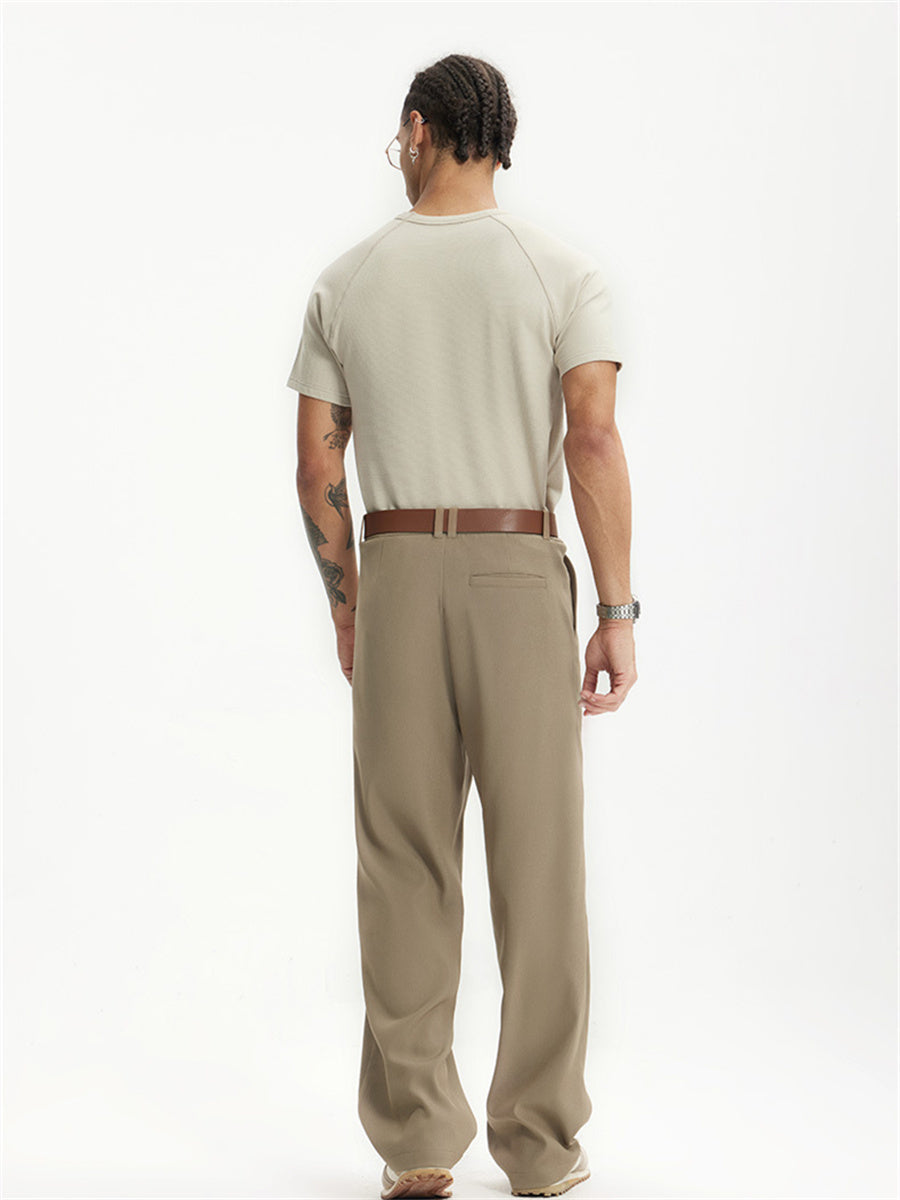 Liber SS men's solid color high-heeled simple suit trousers