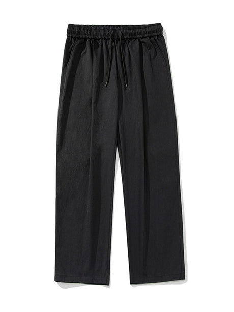 Liber Spring Men's Solid Color Stitching Retro Loose Pleated Trousers