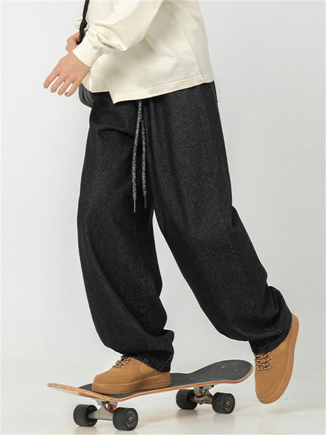 Liber Spring Men's Solid Vintage Loose Pants