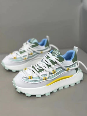 Liber Spring ACC contrast color thick-soled mesh height-enhancing sneakers