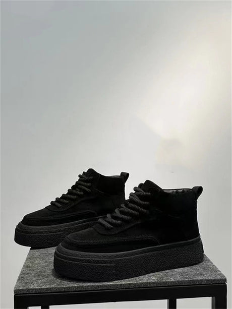 Liber Spring ACC solid color frosted high-top thick-soled sneakers