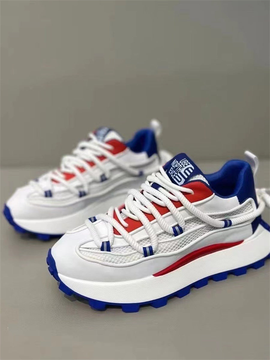 Liber Spring ACC contrast color thick-soled mesh height-enhancing sneakers