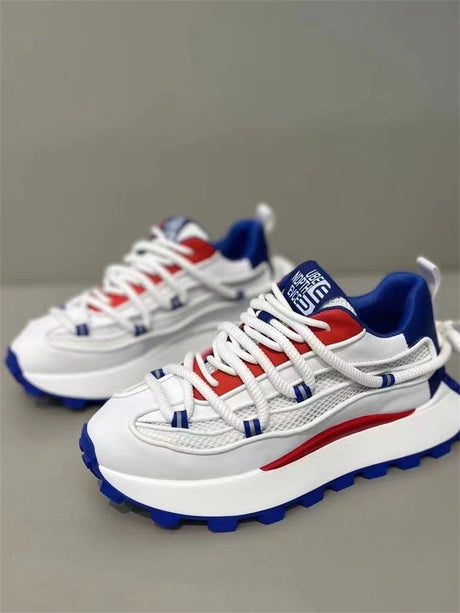 Liber Spring ACC contrast color thick-soled mesh height-enhancing sneakers