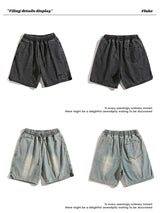 Liber Spring Men's Embroidered Hem Slit Denim Shorts