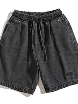 Liber Spring Men's Embroidered Hem Slit Denim Shorts