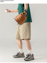Liber Spring Men's Solid Color Splicing Large Pocket Shorts