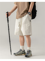 Liber Spring Men's Solid Color Splicing Large Pocket Shorts