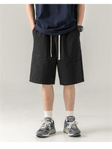 Liber Spring Men's Solid Color Splicing Large Pocket Shorts