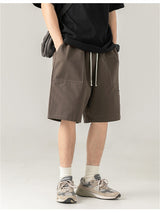 Liber Spring Men's Solid Color Splicing Large Pocket Shorts
