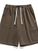 Liber Spring Men's Solid Color Splicing Large Pocket Shorts