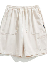 Liber Spring Men's Solid Color Splicing Large Pocket Shorts