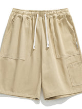 Liber Spring Men's Solid Color Splicing Large Pocket Shorts