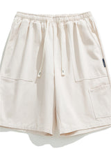 Liber Spring Men's Solid Color Splicing Large Pocket Shorts