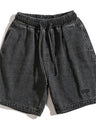 Liber Spring Men's Embroidered Hem Slit Denim Shorts