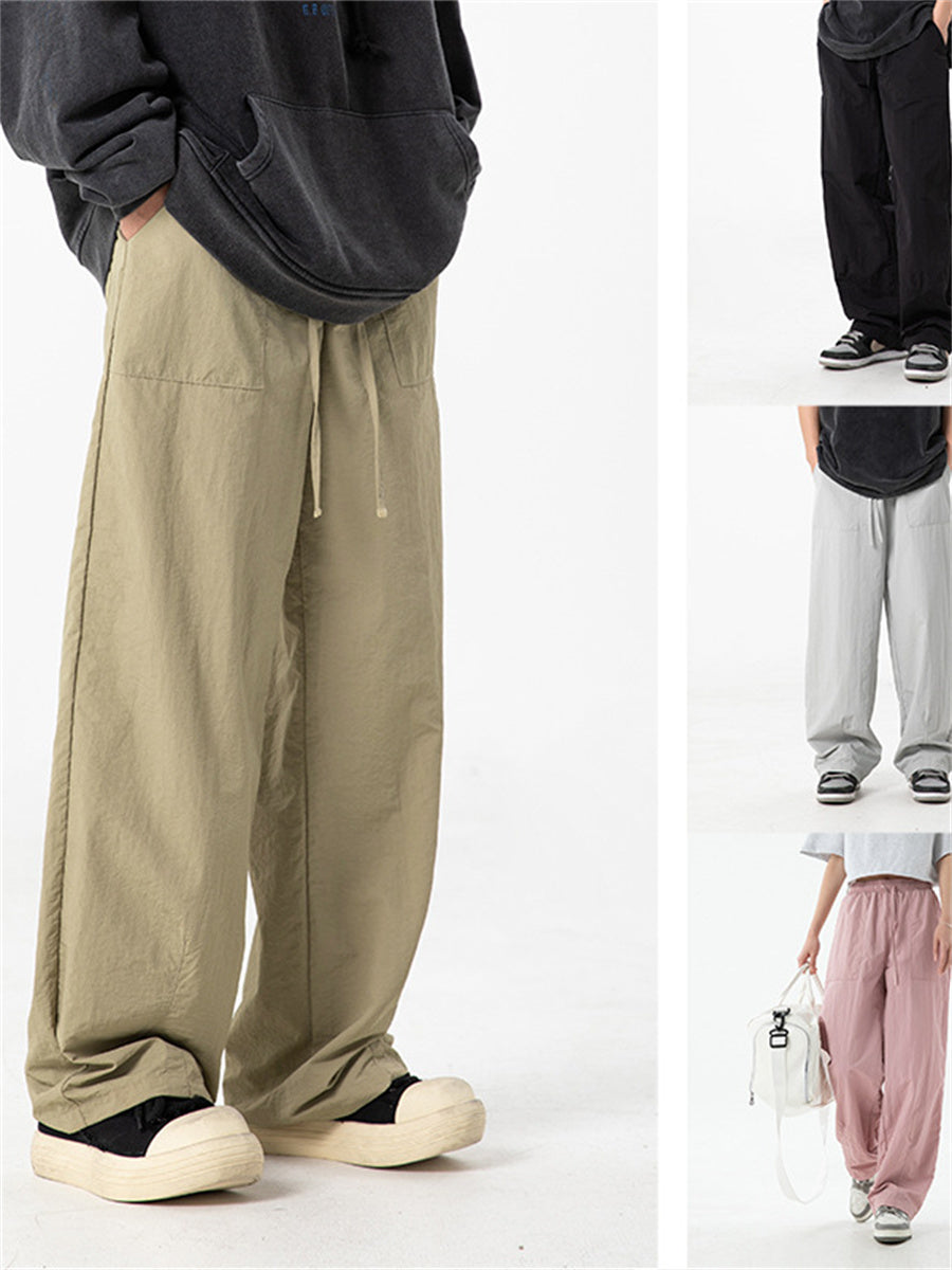 Liber SS Men's Solid Color Large Capacity Couple Pants