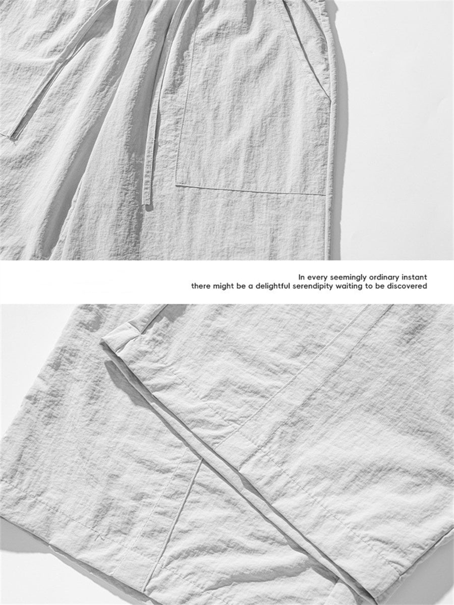 Liber SS Men's Solid Color Large Capacity Couple Pants