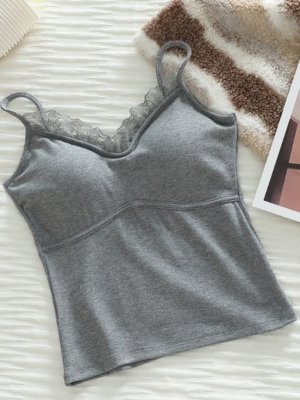 Liber SS Women's Lace Bottoming Sling Tank top (Fixed Cup)