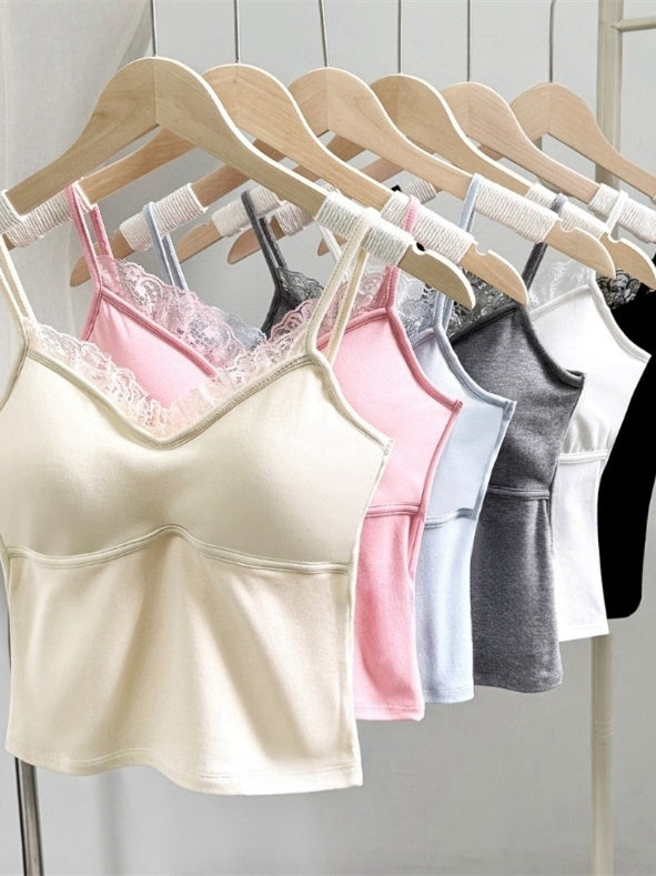 Liber SS Women's Lace Bottoming Sling Tank top (Fixed Cup)