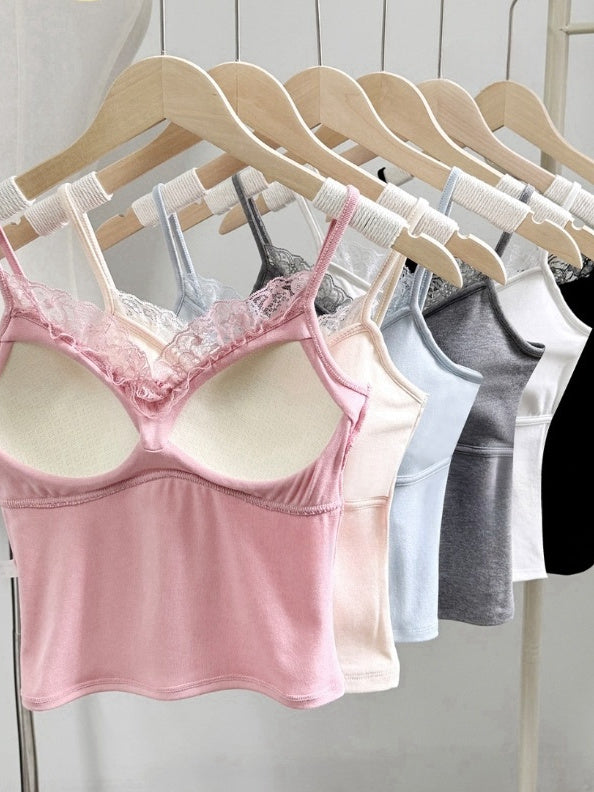 Liber SS Women's Lace Bottoming Sling Tank top (Fixed Cup)