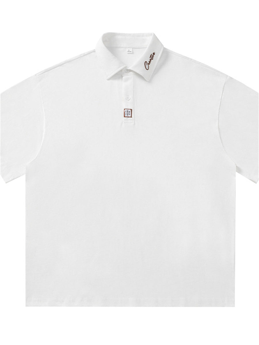 Liber SS Men's Letter Contrast Couple Embroidery T-shirt