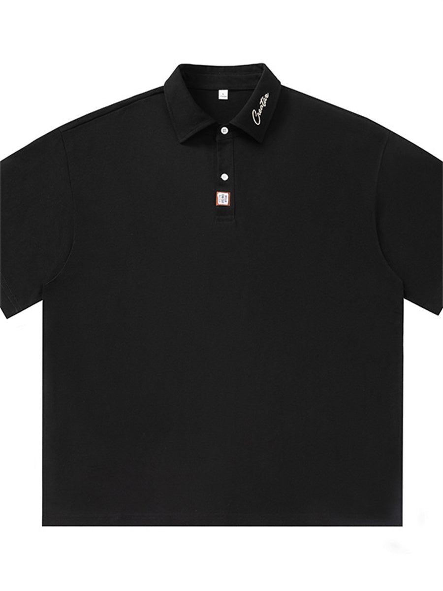 Liber SS Men's Letter Contrast Couple Embroidery T-shirt