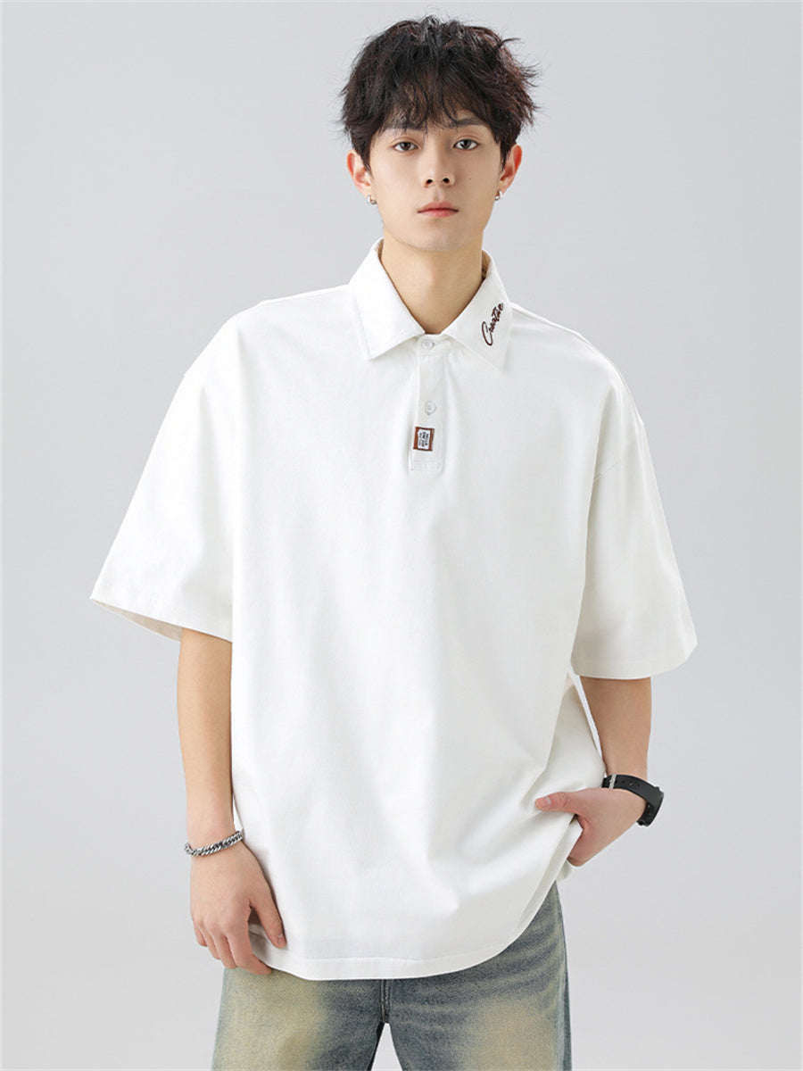 Liber SS Men's Letter Contrast Couple Embroidery T-shirt