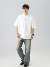 Liber SS Men's Letter Contrast Couple Embroidery T-shirt