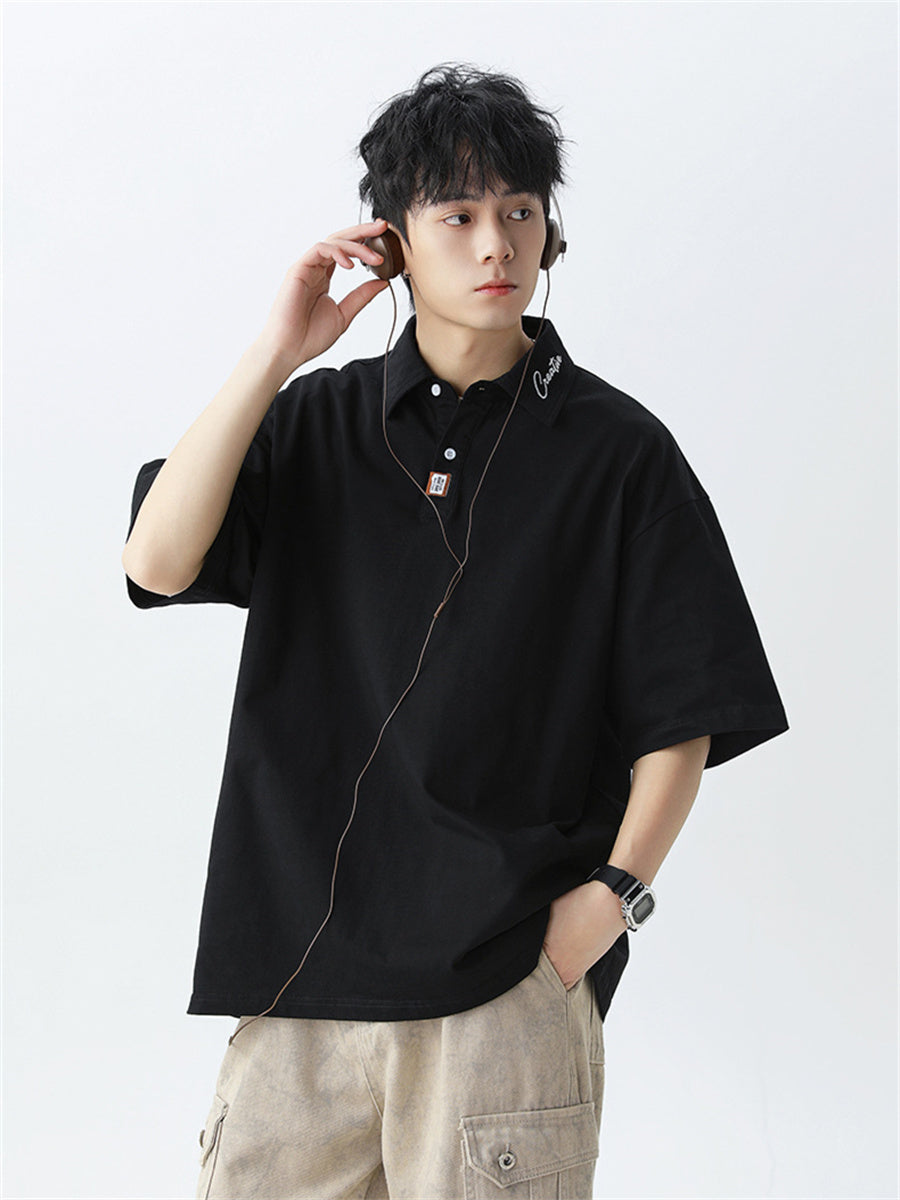 Liber SS Men's Letter Contrast Couple Embroidery T-shirt