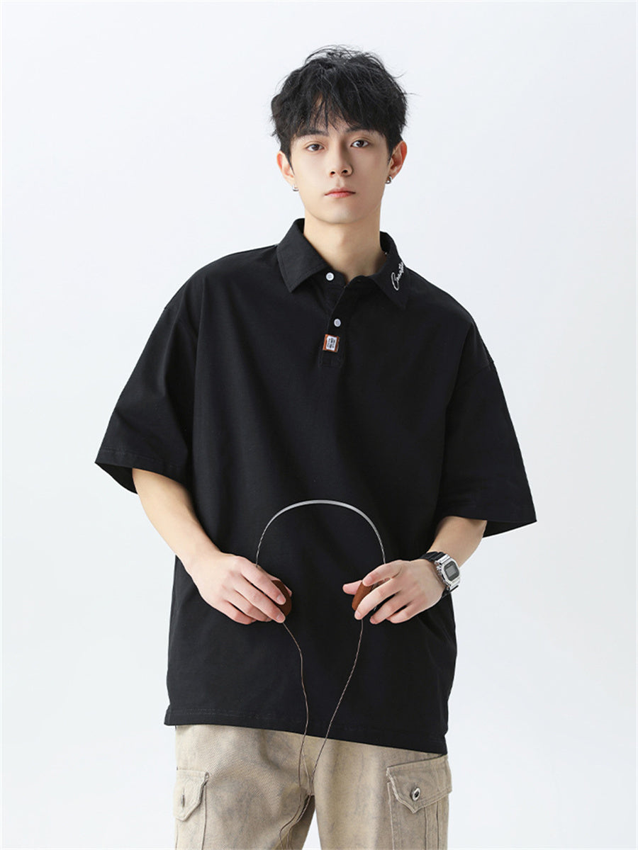 Liber SS Men's Letter Contrast Couple Embroidery T-shirt