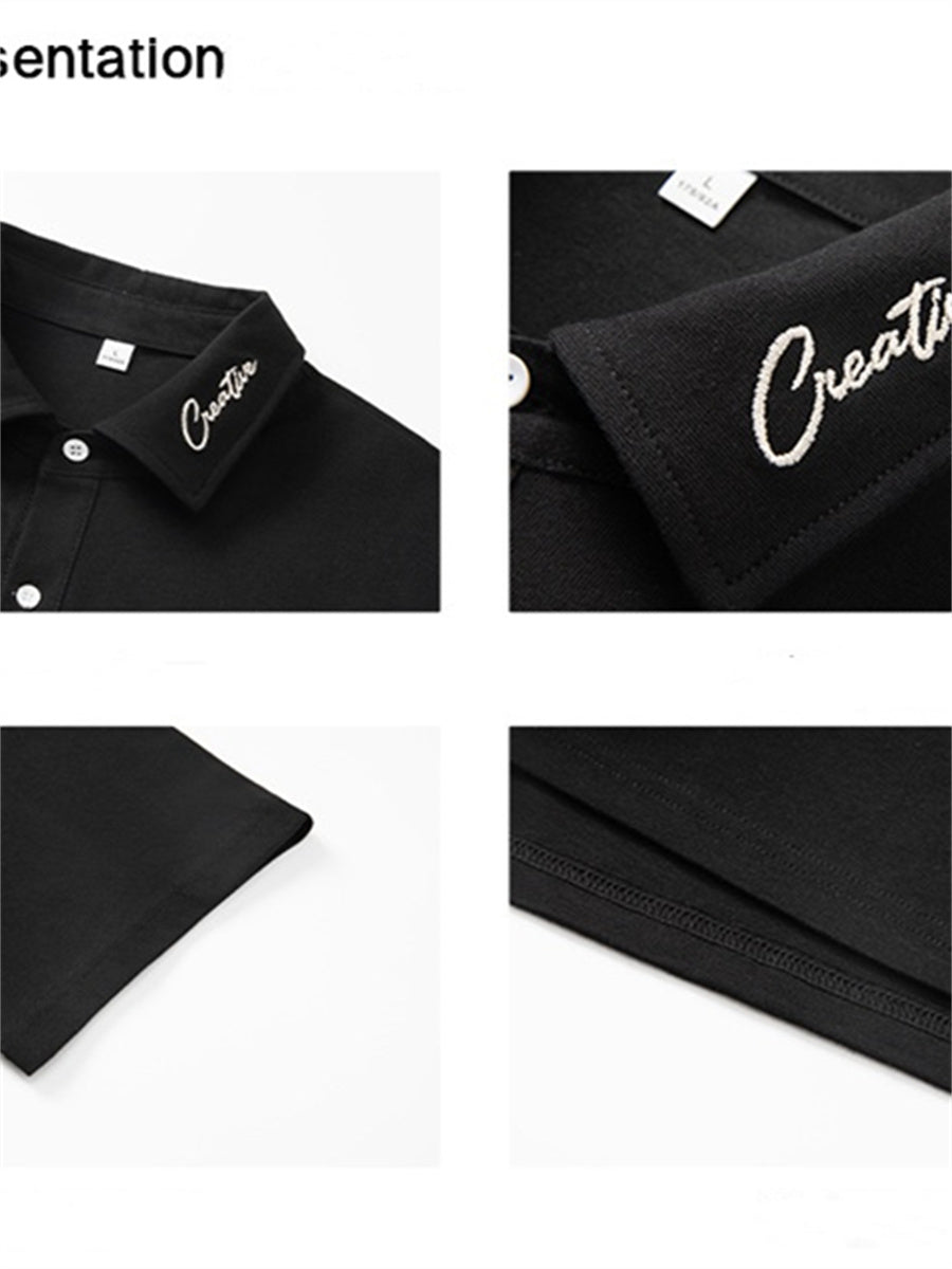 Liber SS Men's Letter Contrast Couple Embroidery T-shirt