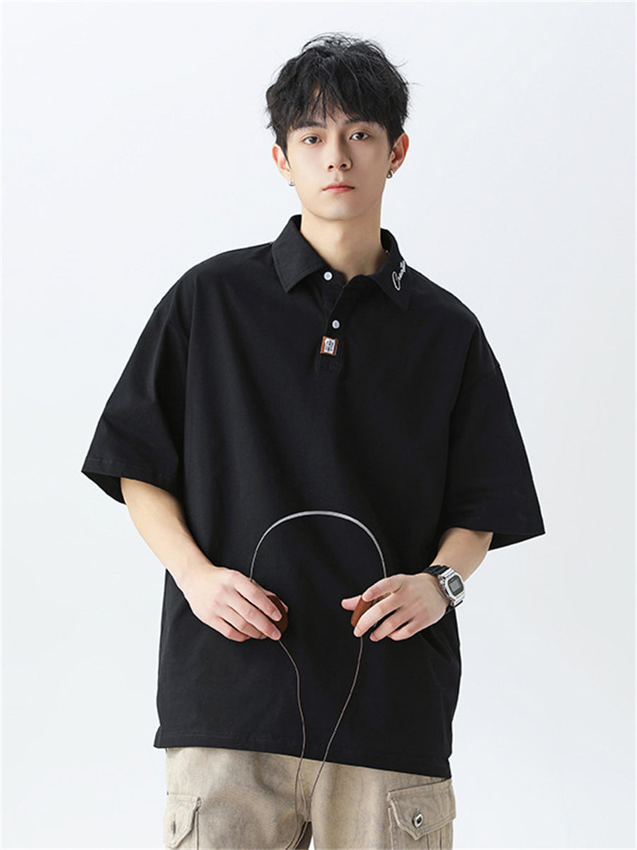 Liber SS Men's Letter Contrast Couple Embroidery T-shirt