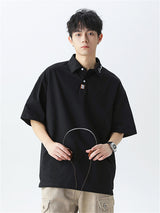Liber SS Men's Letter Contrast Couple Embroidery T-shirt