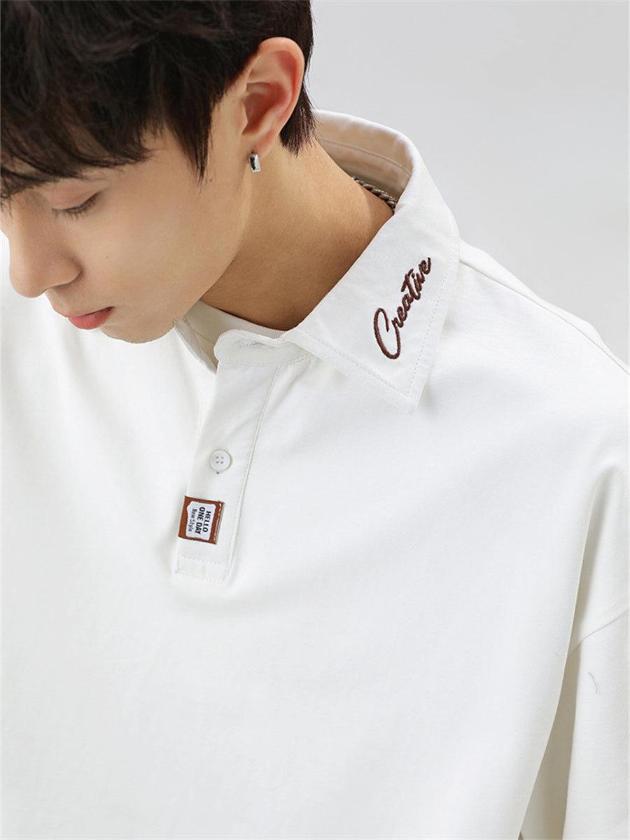 Liber SS Men's Letter Contrast Couple Embroidery T-shirt