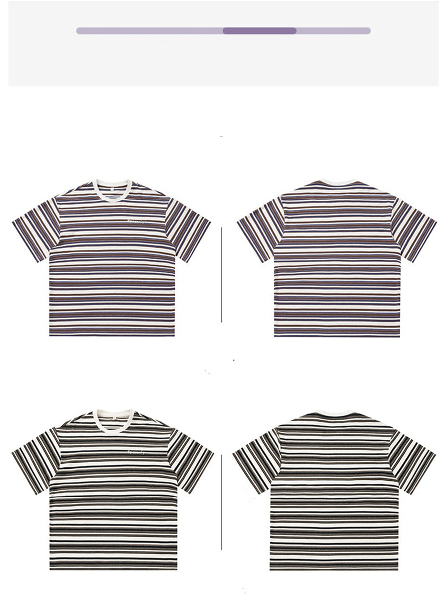 Liber SS Men's American Street Stripe Contrast Embroidered T-shirt