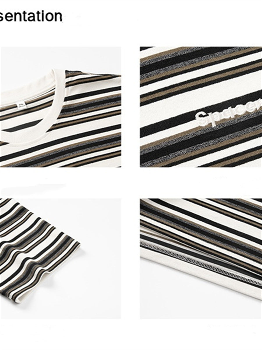 Liber SS Men's American Street Stripe Contrast Embroidered T-shirt