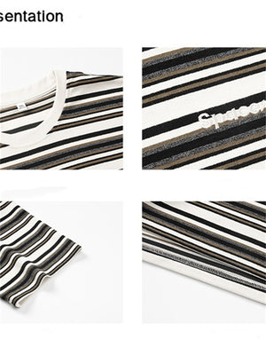Liber SS Men's American Street Stripe Contrast Embroidered T-shirt