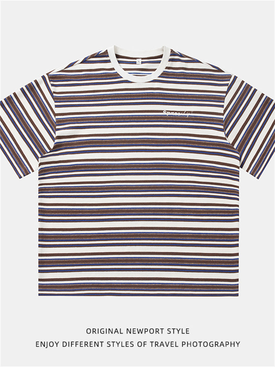 Liber SS Men's American Street Stripe Contrast Embroidered T-shirt