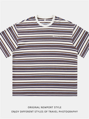 Liber SS Men's American Street Stripe Contrast Embroidered T-shirt