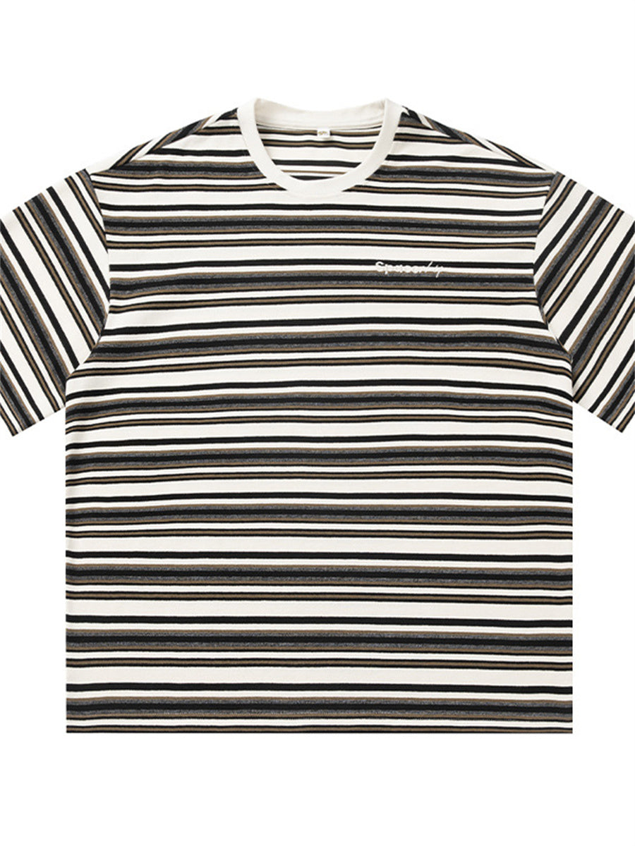Liber SS Men's American Street Stripe Contrast Embroidered T-shirt