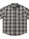Liber SS Men's American Retro Contrast Plaid Smock Shirt