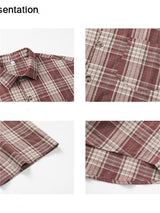 Liber SS Men's American Retro Contrast Plaid Smock Shirt