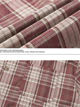 Liber SS Men's American Retro Contrast Plaid Smock Shirt