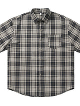 Liber SS Men's American Retro Contrast Plaid Smock Shirt