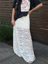 Liber Summer Women's Jacquard Hollow Lace Skirt