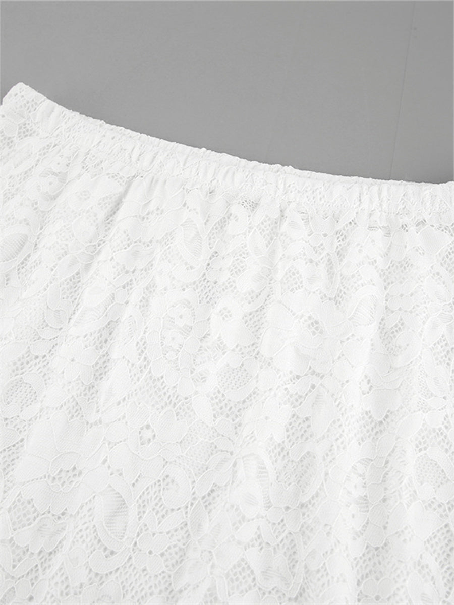Liber Summer Women's Jacquard Hollow Lace Skirt