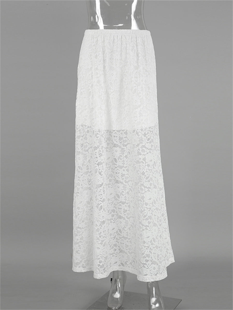 Liber Summer Women's Jacquard Hollow Lace Skirt