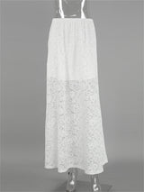 Liber Summer Women's Jacquard Hollow Lace Skirt