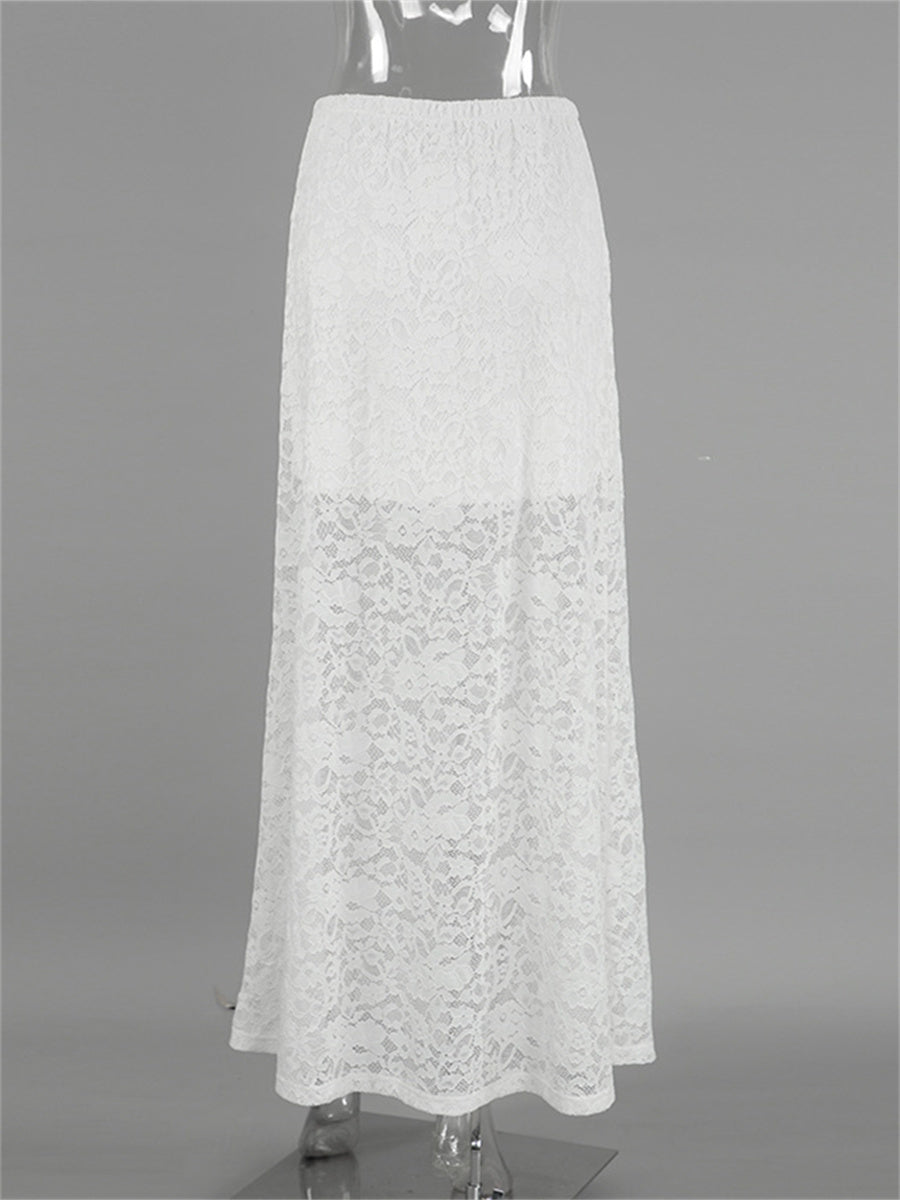 Liber Summer Women's Jacquard Hollow Lace Skirt